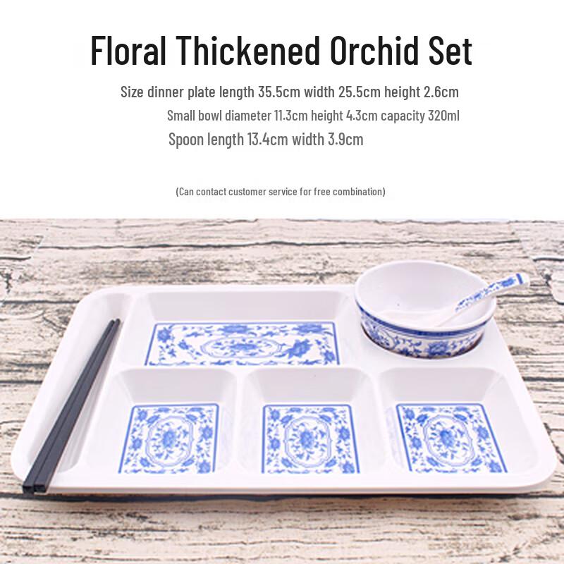 Rectangular Melamine Divided Cafeteria Tray