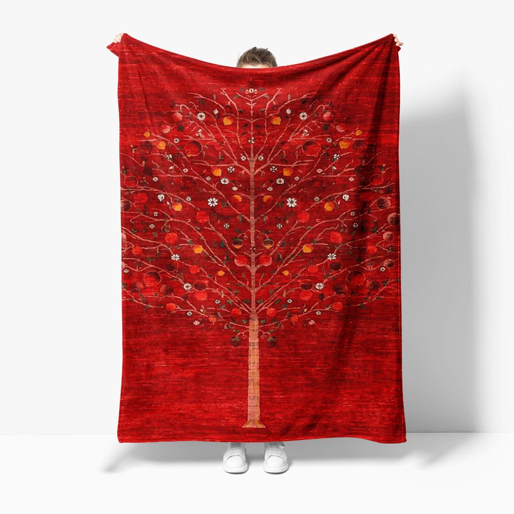 

Red Floral Fleece Throw Blanket Soft Cozy Bed Blanket for Women Girls Gift Christmas Decoration 130x150cm