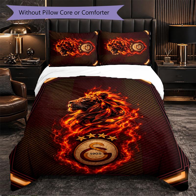 Biancheria da letto a tema Galatasaray FC Set 3 Pezzi Copripiumino Biancheria da letto decorativa per camera da letto per adolescenti Decorazione per la casa