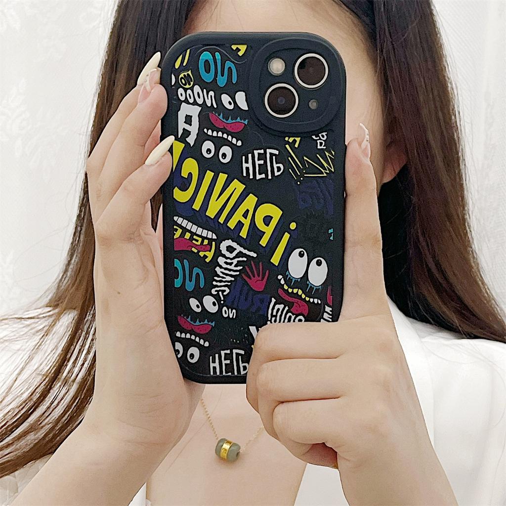 Trend Funny Graffiti Pattern Soft TPU Shell Fashion Phone Case for iPhone Samsung Vivo Xiaomi Oppo Infinix