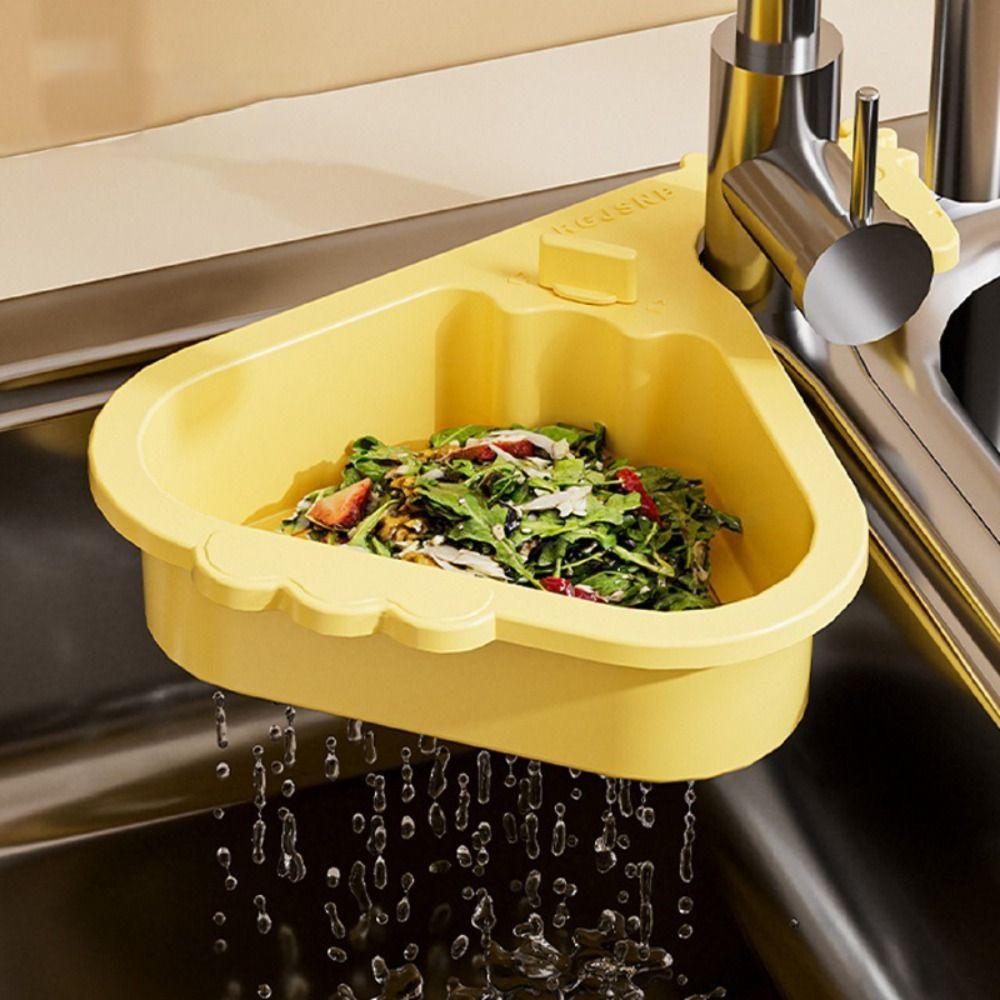 2pcs Triangular Sink Drain Basket Creative Plastic Water Filter Rack  Household