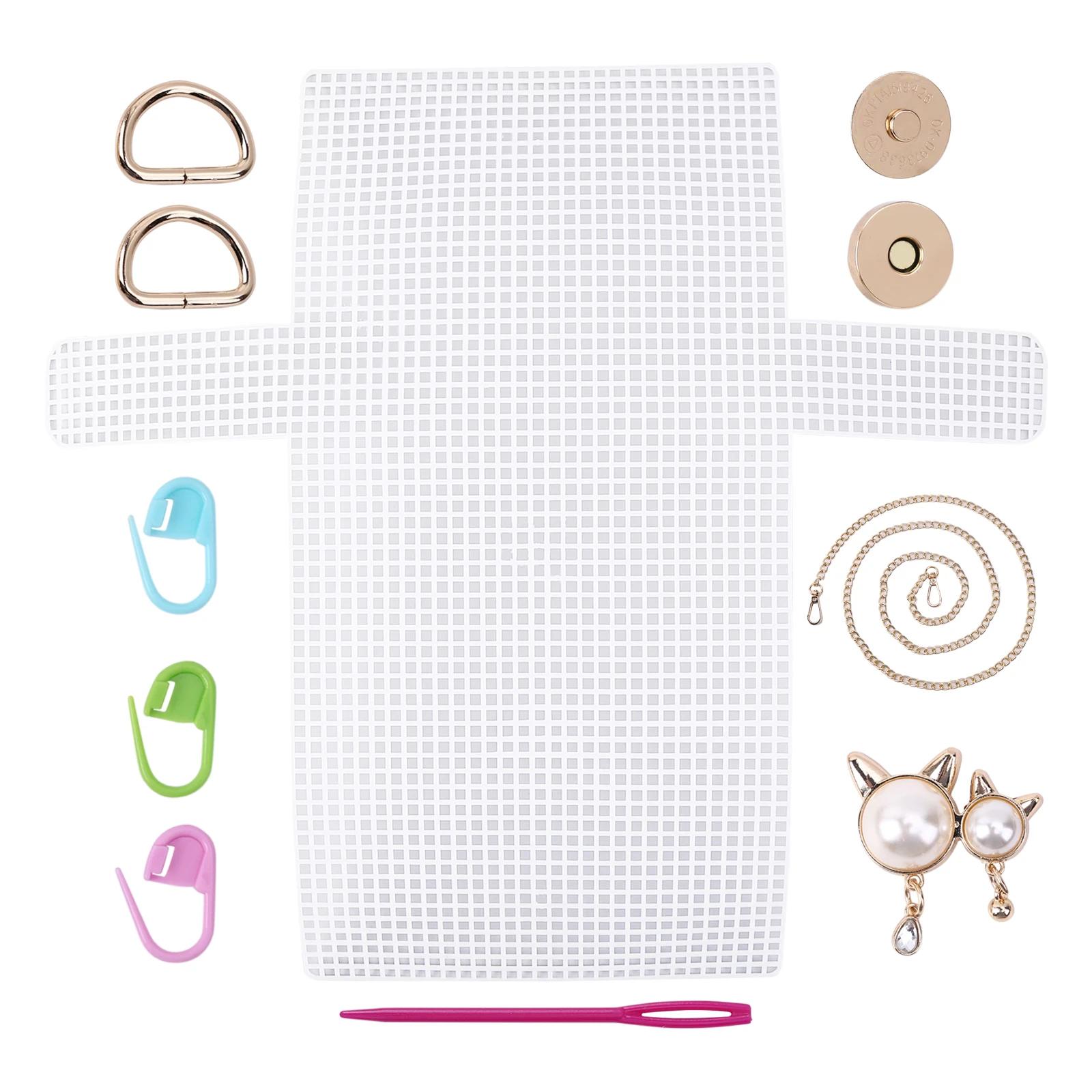 

DIY Materials Kit Knitting Crochet Bags Kit Mesh Plastic Frame Sheet for DIY Making Bag Auxiliary Weaving Shoulder Bag Accessory білий