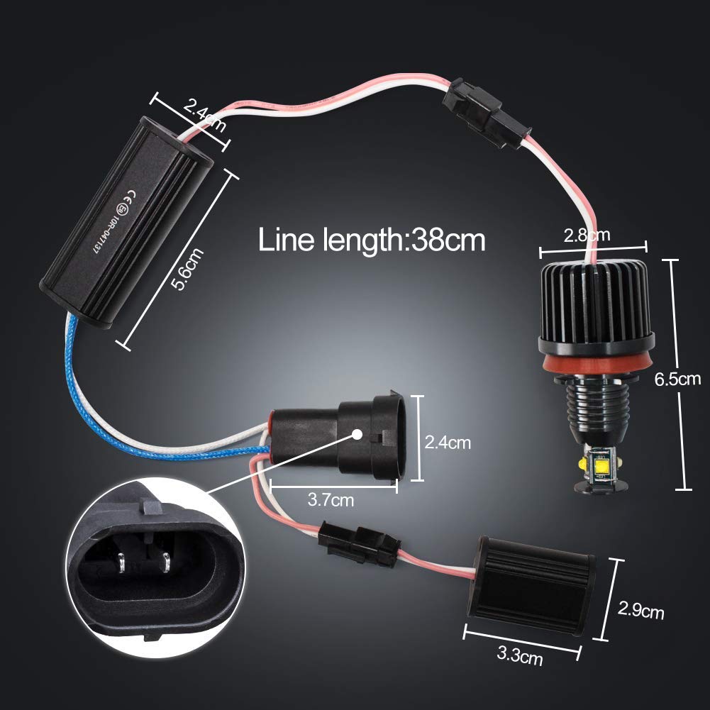 Biqing H8 LED Squid Ring Bulb 40W 6000K LED Canceller Built-in Angel Eye LED