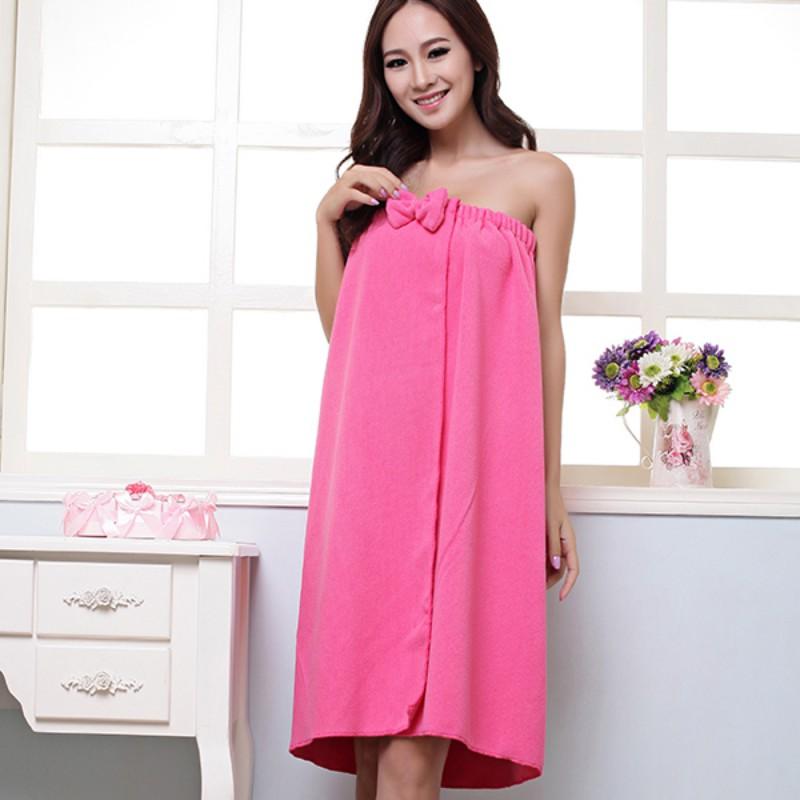 Moda Donna Asciugatura rapida Fiocco Indossabile Asciugamano da bagno Doccia SPA Avvolgere Corpo Spiaggia Bagno Accappatoio Accappatoio Morbido Assorbente Microfibra
