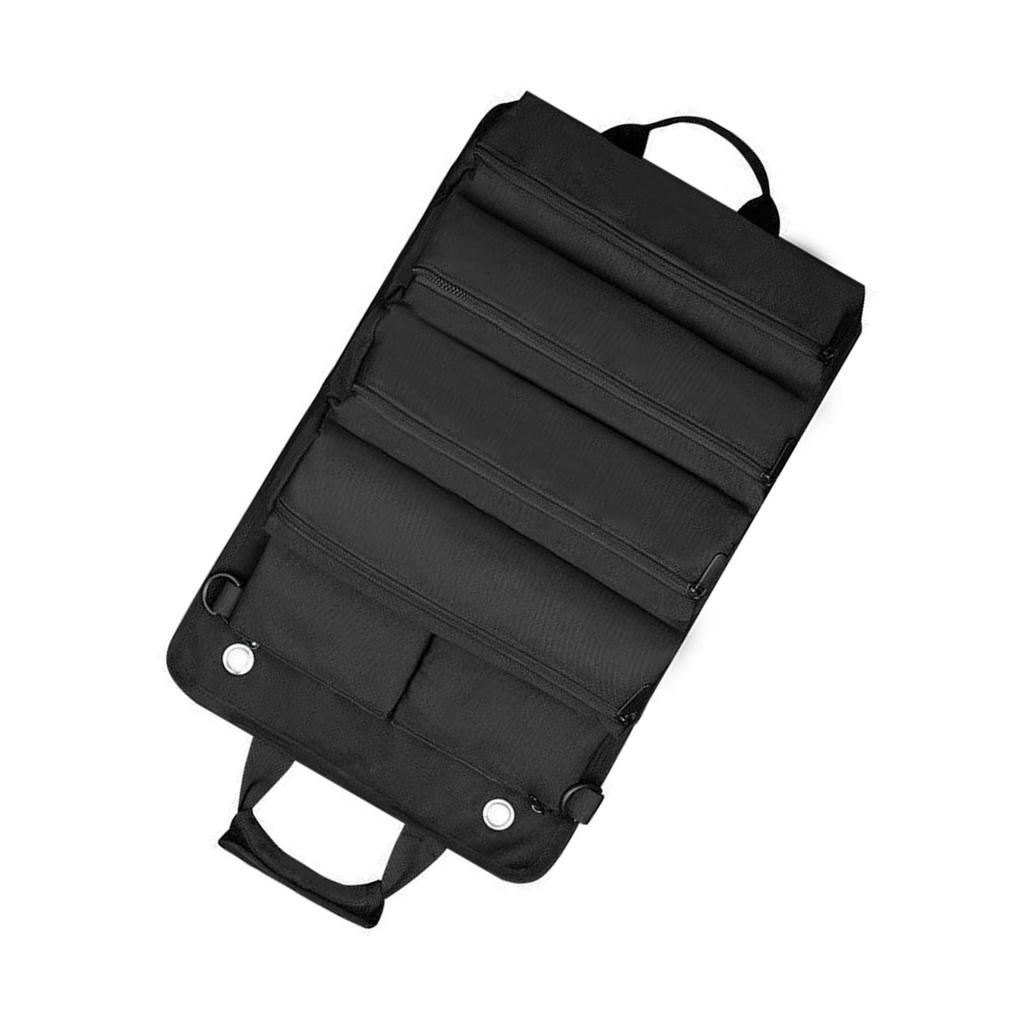 Rollup Tool Bag Organizer Oxford Fabric Ergonomic Handle Portable Rollup Toolbag for Home Maintenance Black