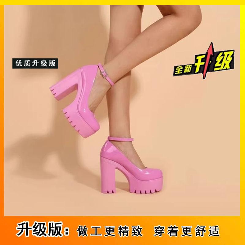 Duży rozmiar buty na pojedynczej podeszwie damskie nowe 14CM obcasy model cheongsam wybieg moda wodoodporny blat pasek z klamrą w jednym pasku damskie