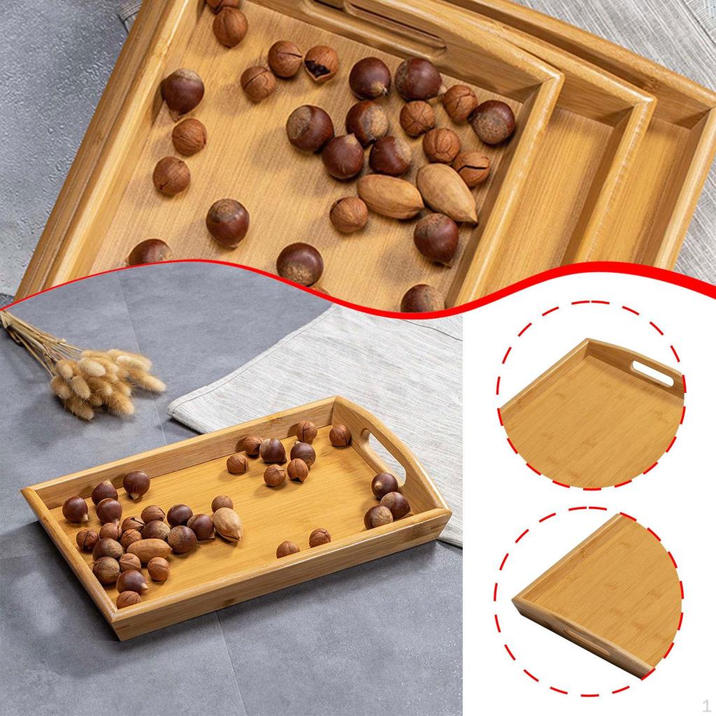 Bamboo Serving Tray Breakfast BBQ Party Buffet Platter for Lunch Dinner Appetizers