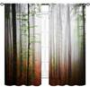Mistige Bos Gordijnen Nevelige Bosbomen Print voor Woonkamer Slaapkamer Landschap Decor