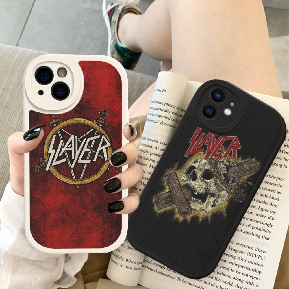 1pc Heavy Metal S-slayer Band Phone Case Hard Leather For IPhone 16 15 14 13 12 Mini 11 14 Pro Max Xs X Xr 7 8 Plus Fundas