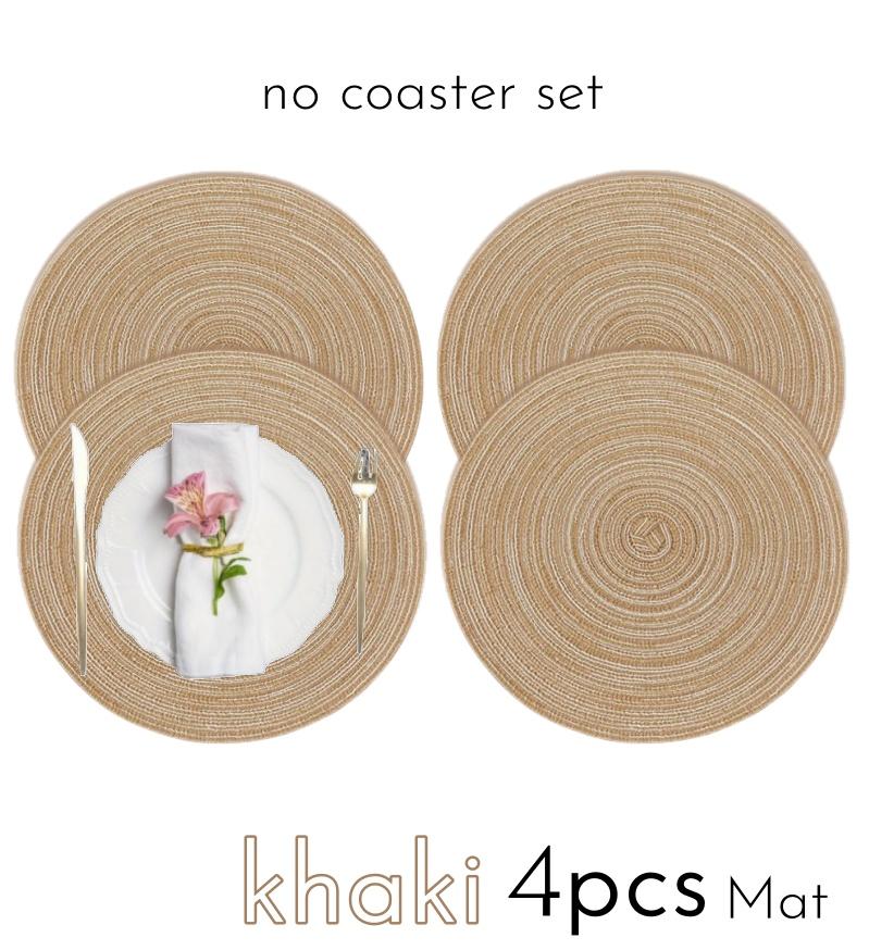 1/12pcs Round Braided Placemats 15inch Washable Table Mat with Heat Insulation Coaster for Dinner Gathering Party Kitchen-Table