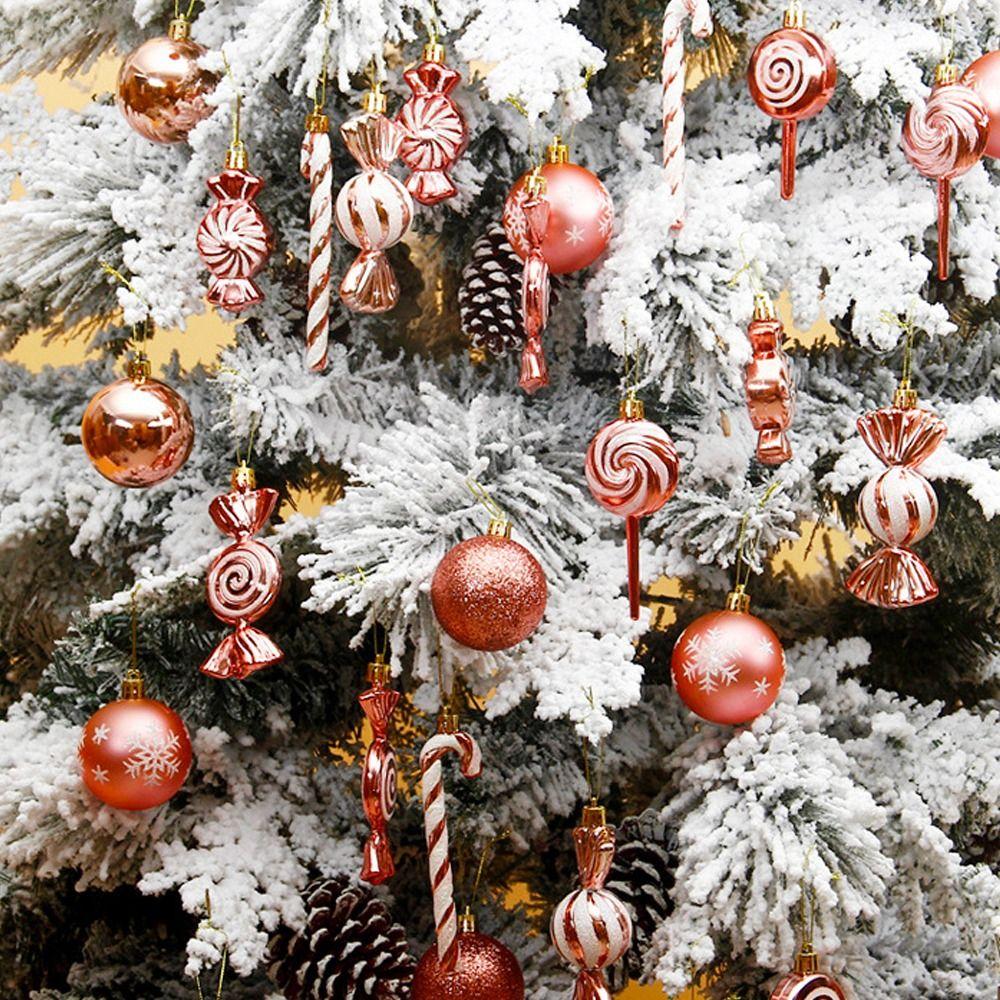36PCS Electroplated Candy Cane Ornaments Shatterproof Lollipop Hanging Balls  Party Favors