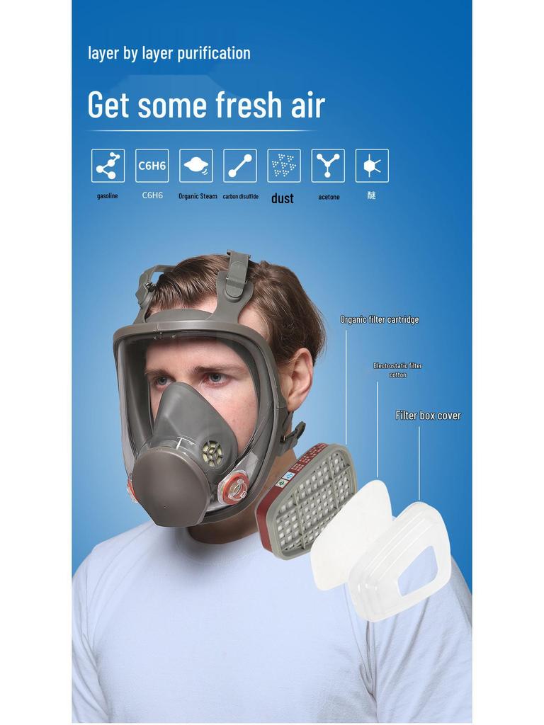 6800 Stijl Beschermend Gasmasker voor Spuitverf, Pesticiden, Chemicaliën, Decoratie en Formaldehyde