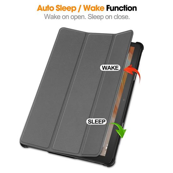 Étui de protection pour tablette pour Fire-HD 10 Pliable Slim Couleur unie Antichoc Faux cuir Couverture complète Veille