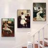 Vintage Play Piano Girls Aesthetic Canvas Painting Posters and Prints Wall Art Picture For Living Room Decoration