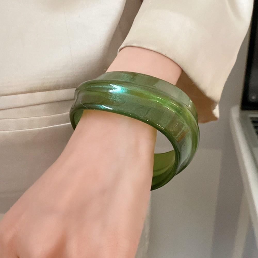 Minority Design Resin Bangle Bohemian Colorful Hand Ring Simple Irregular Wide Bracelet  Girls