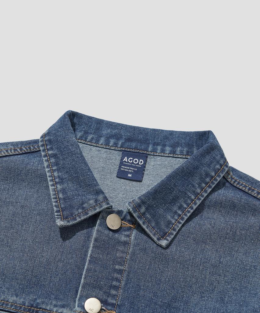 Agod Stone Washed Crop Denim Jacket [Indigo]
