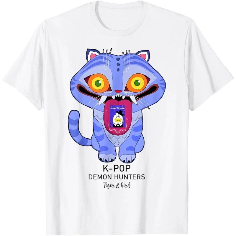 T-Shirts Women’s Neck Casual Short Sleeve Women's Top Fashion Clothing Cartoon Tiger Print T-Shirt Crew Neck Casual