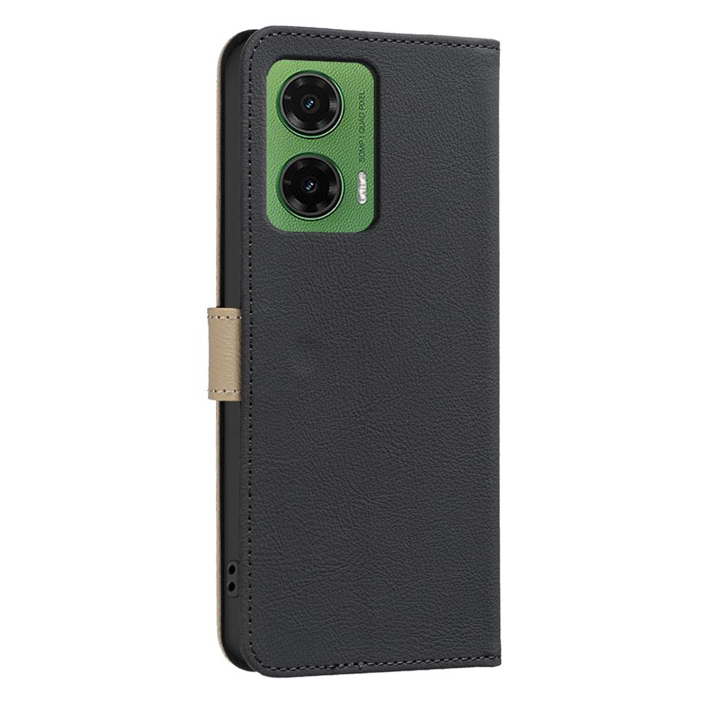 For Motorola Moto G35 5G Leather Case BINFEN COLOR BF36 Floral Pattern Phone Cover RFID Blocking Wallet Stand