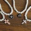 Heart Cross Faux Pearl Necklace, Delicate Stackable Sweet Clavicle Chain