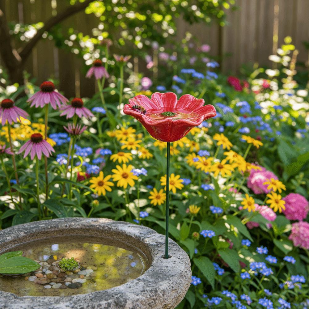 Flower Shaped Bee Butterfly Water Dispenser Colorful Bee Watering Station Courtyard