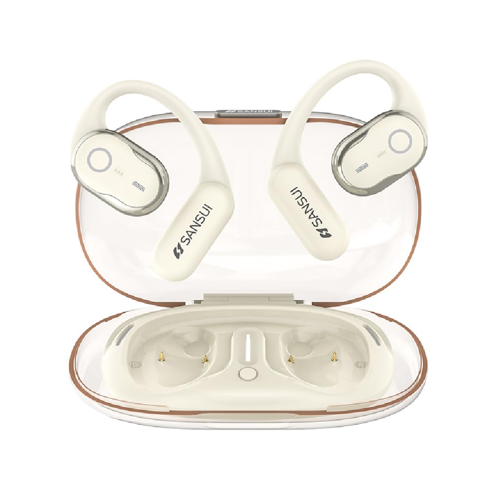 

SANSUI Wireless Bluetooth Bluetooth Noise Automatic No Ear Fast Compact and Perfect for and Gaming Earphones, V5.4 Cancelling, Pairing, Blocking, білий