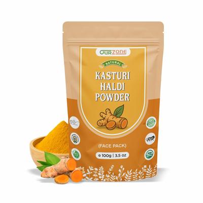 OurZone Kasturi Haldi Powder - 100g | Wild Turmeric (Kasturi Manjal) for Face Packs & Skin Care | Fine Powder for All Skin Types - 3.5 Oz