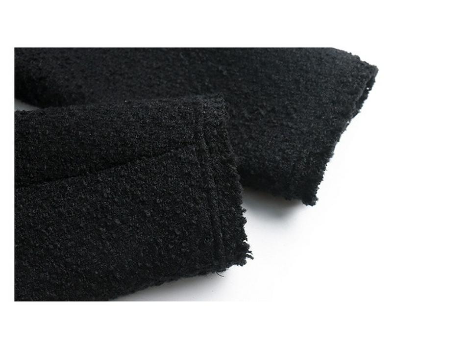 Real Shot Fashionable Women's Black Wool Xiang-Style Loose Short Jacket - Spring/Autumn Socialite Wear