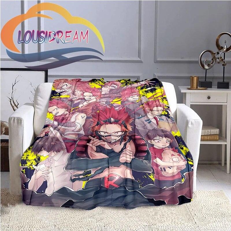 Cartoon My Hero Academia Fleece-teppe, All Over Print, Gaver til ham/hennes mønsterteppe