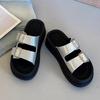 Platform slippers women's summer wear new belt buckle open-toed casual beach shoes muffin bottom one-word sandals