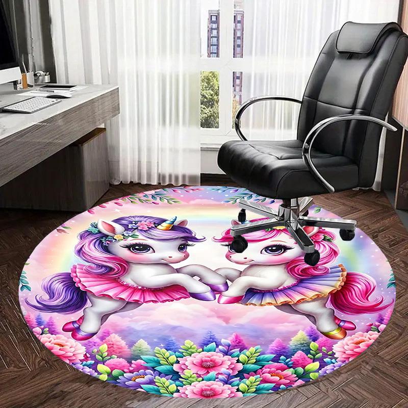 1 Stück Einhorn rutschfester runder Teppich für den Boden, Büro, Familie, Schlafzimmer, großer Teppich, Teppiche für den Innenbereich, strapazierfähiges Polyester H0394