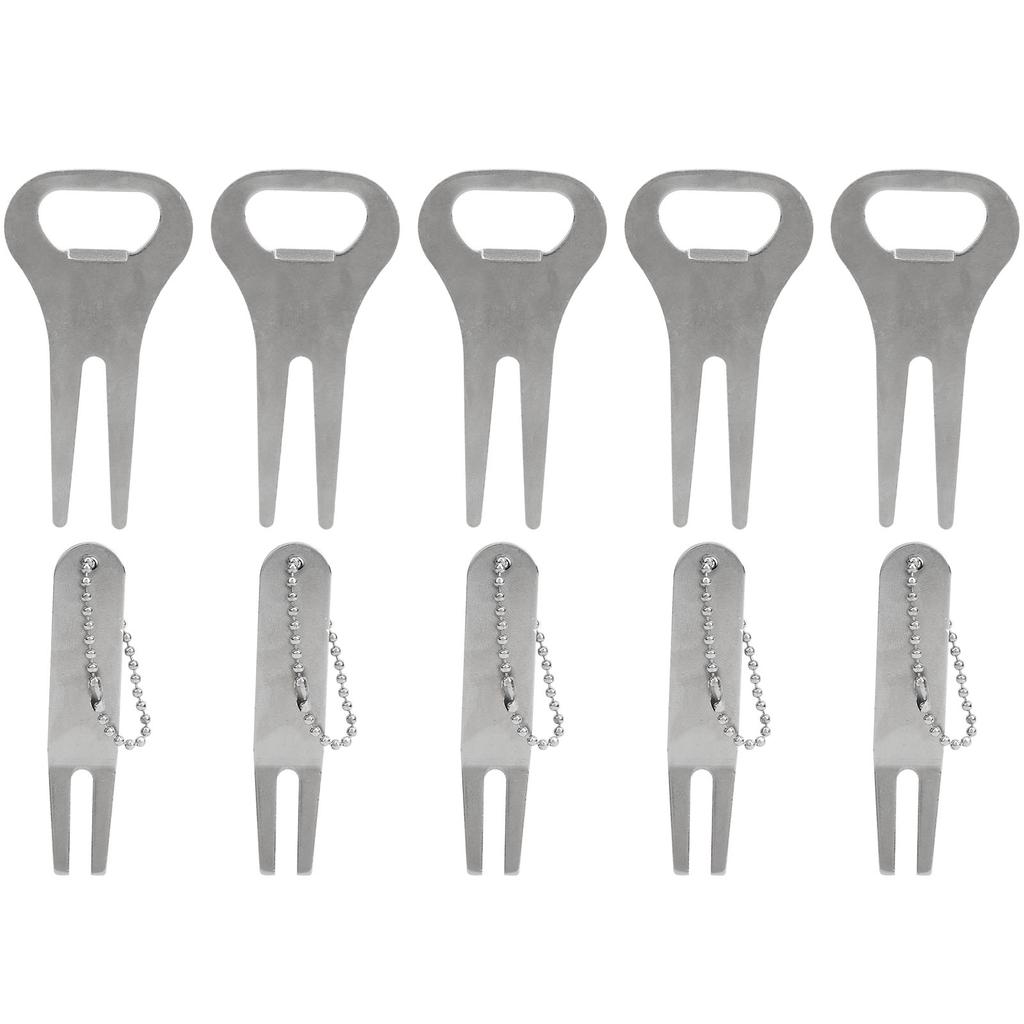 ZineAlloy Golf Divot Fork Repairing Tool with Beads String Round Head and Bend Head