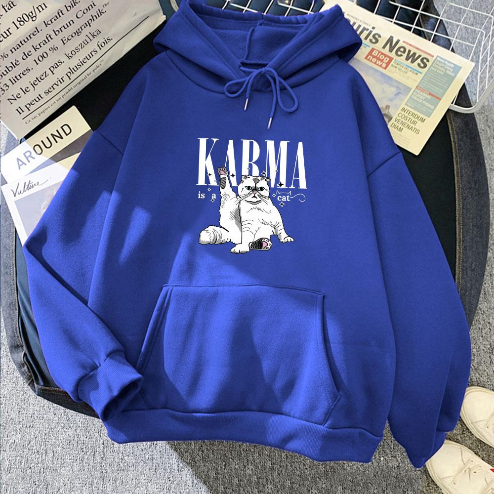 The Eras Tour Karma Is A Cat Oversize Sweatshirts Women Fashion Aesthetic Hoodies Anime Long Sleeve High Street