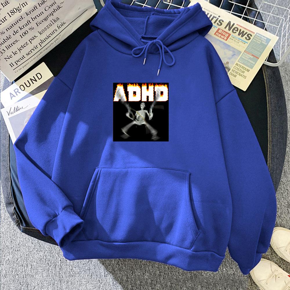 Adhd Skeletn Meme Funny Printed Hoodie Pop Casual Sweatshirt for Autumn/Winter Retro Clothing Gothic Pullovers