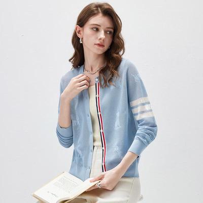 Women's Mulberry Silk Blend Hollow Knit Cardigan