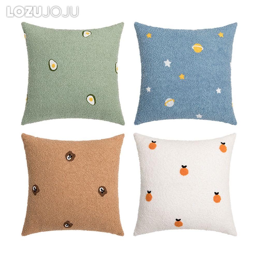 

1 шт. LOZUJOJU с милой вышивкой из мультфильма, плюшевые мягкие чехлы для подушек, наволочки для домашнего декора
