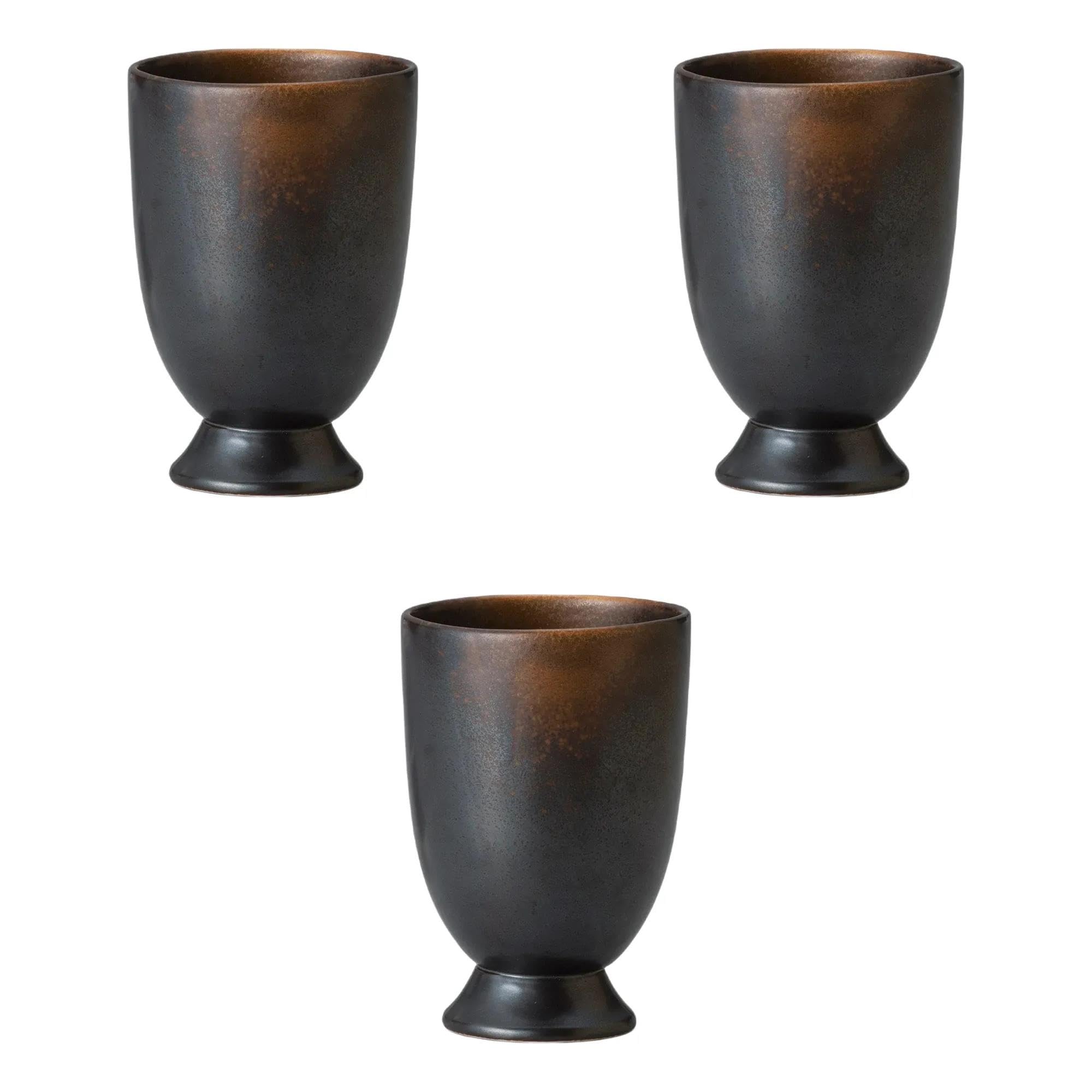 

Set of 3 Yakishime Free Cups x cm 240 Shochu Cups Setomonohonpo (Large) [7.6 10.9 (approx. cc)]