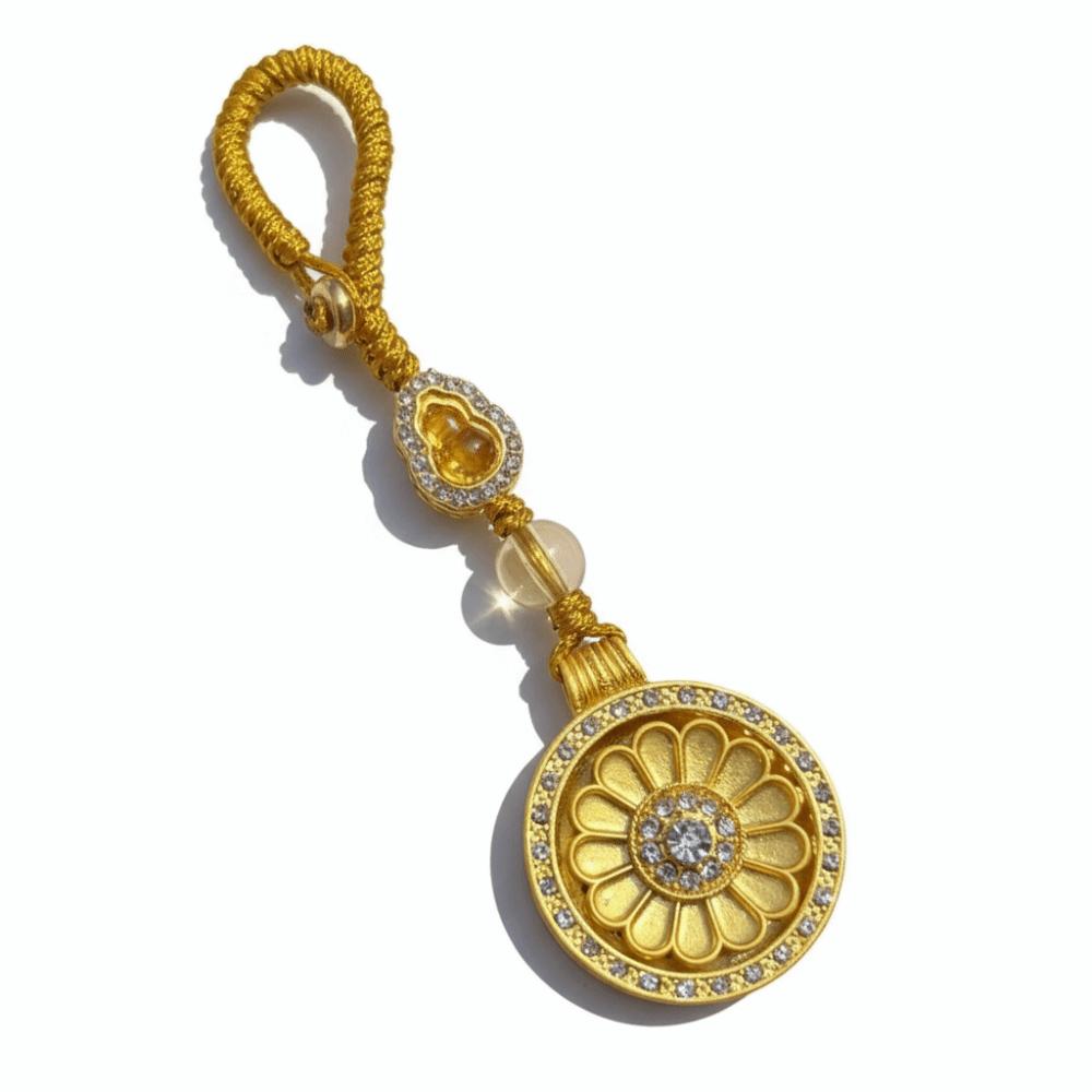 Sand Gold Sunflower Keychain Rotatable Zodiac Key Ring Backpack Pendant New Year Pendant  Gift Style A