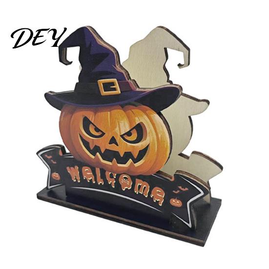 Wooden Paper Towel Dispenser Halloween Napkin Holder, Ghost Pumpkin Decorative Tabletop Tissue Dispenser, Spooky Party Accessories Storage Organizer