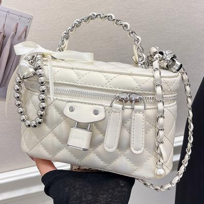 This Year's Popular Diamond Handbag Women's 2025 Summer Trendy Fashion Sweet Chain Box Bag Casual Messenger Bag