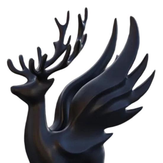 Geweih Hirsch Dekor Weihnachten Elch Statue mit Flügeln, 3D Gedruckte Rentier Figur, Moderne Skulptur für Wohnzimmer Stehender Esstisch, Kamin,