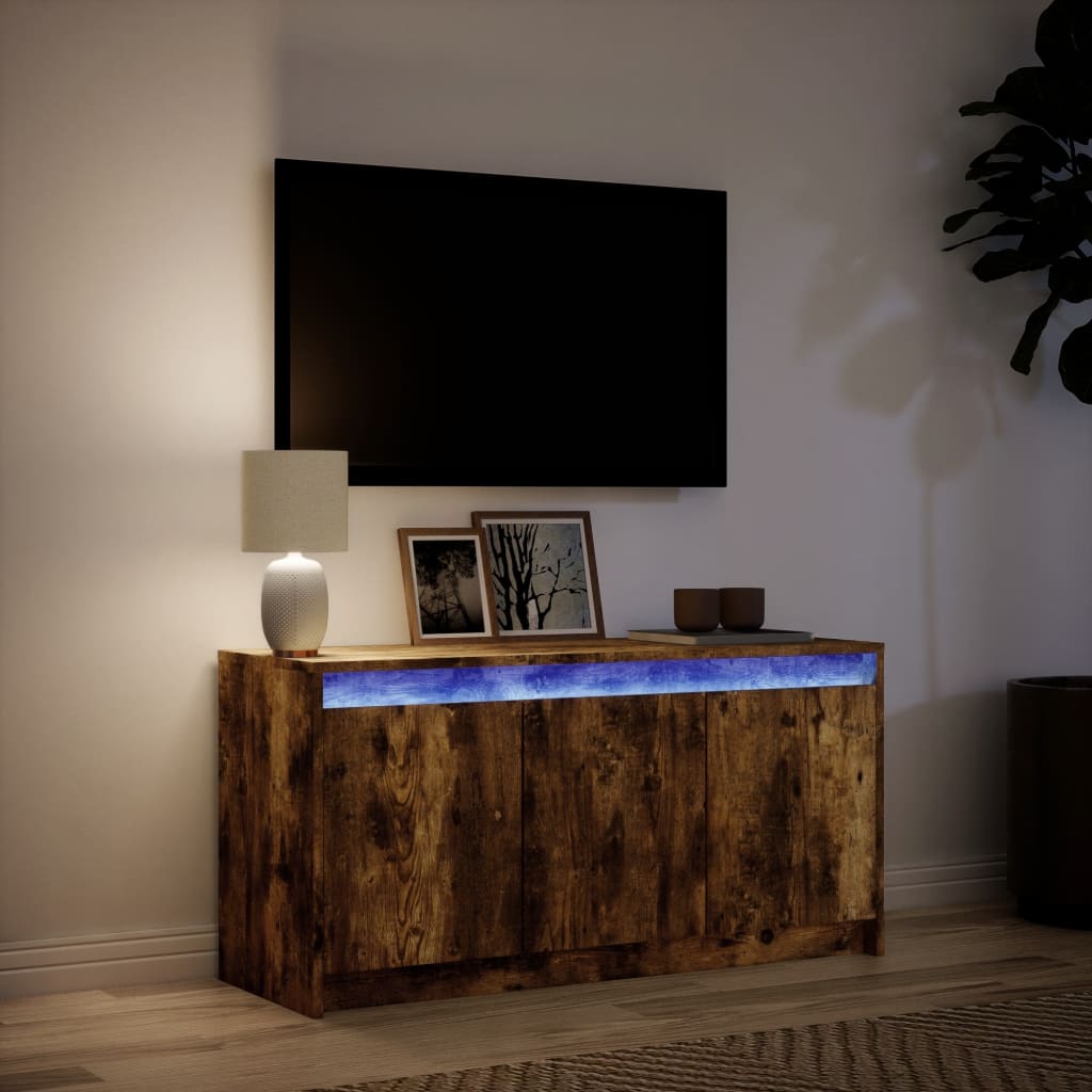 TV Cabinet with LED Lighting Smoked Oak 100 x 34 x 50 cm