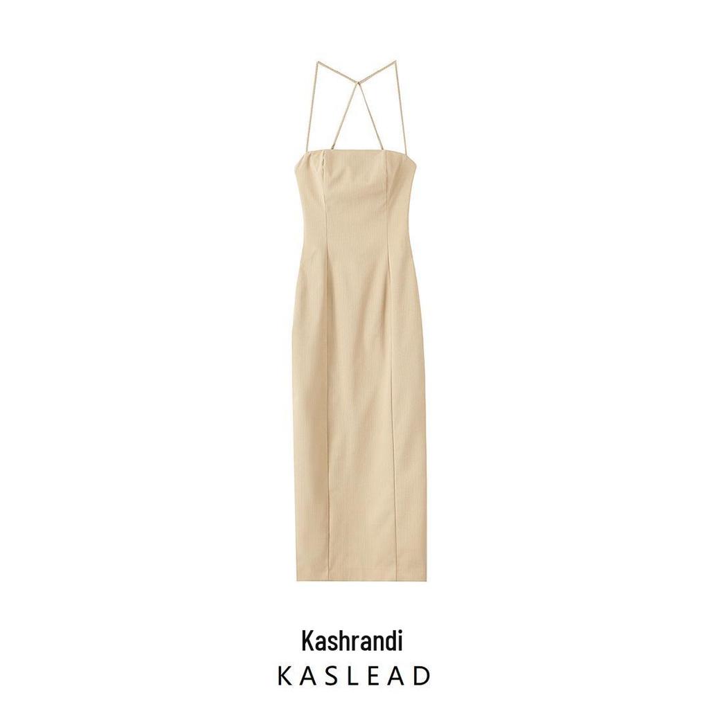 2025 Spring European & American Style Women's Slim Stripe Midi Dress