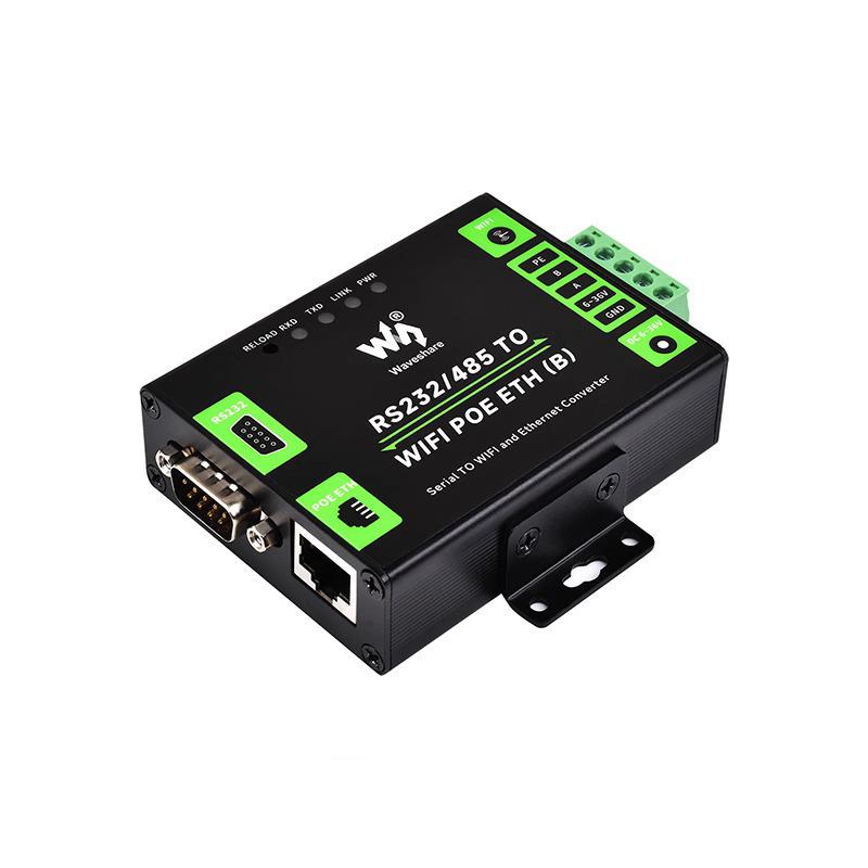 Industrial RS232/485 Serial-to-Ethernet Modbus Gateway with Wall and DIN Rail Mounting.