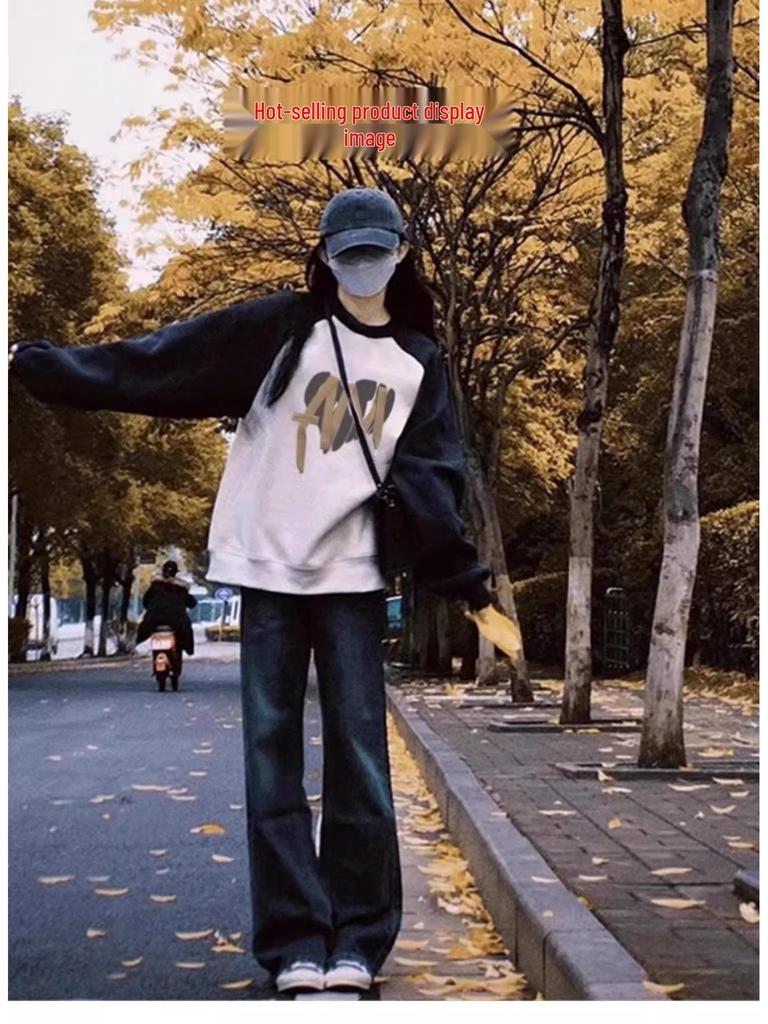 Damska bluza z raglanowymi rękawami na jesień z własnym logo - Luźny krój, długi rękaw