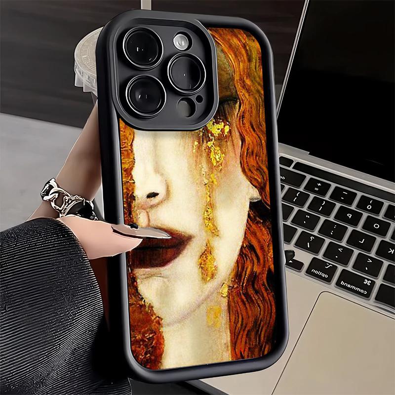 Phone Case for iPhone 17 Air 16E 15 16 Pro Max Kiss By Gustav Klimt Art Cover 14 Plus 13 12 Mini Soft Shell Silicone Fundas