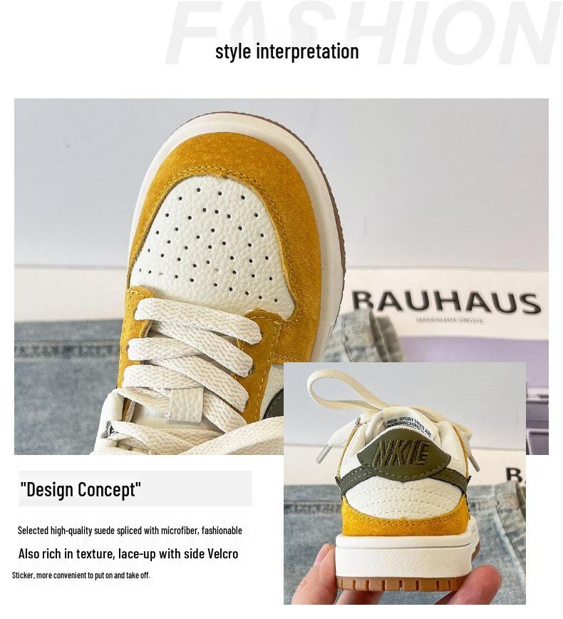 2025 Autumn Unisex Kids' Color Block Air Force Low-Top Board & Sports Casual Shoes