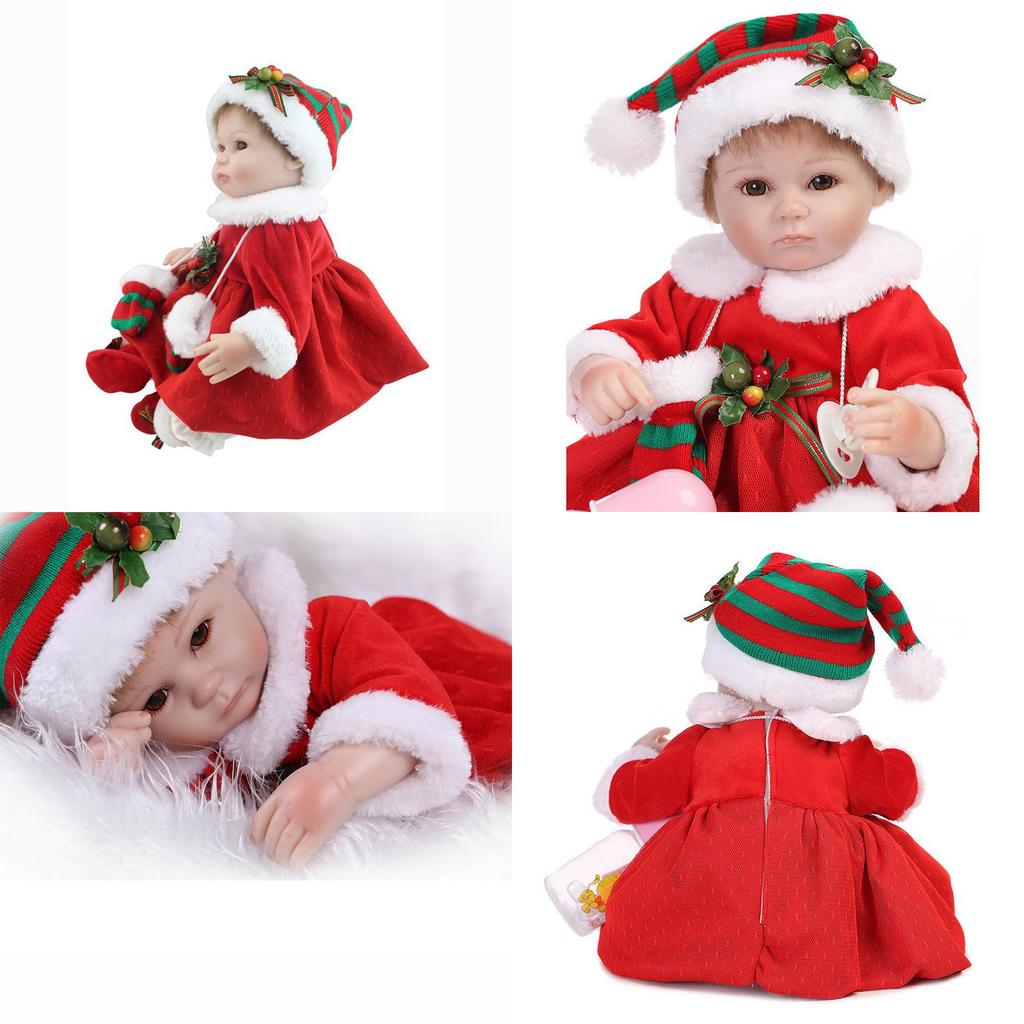 Charming Vinyl Silicone 16'' Lifelike Reborn Doll Baby With Festive Christmas Outfit