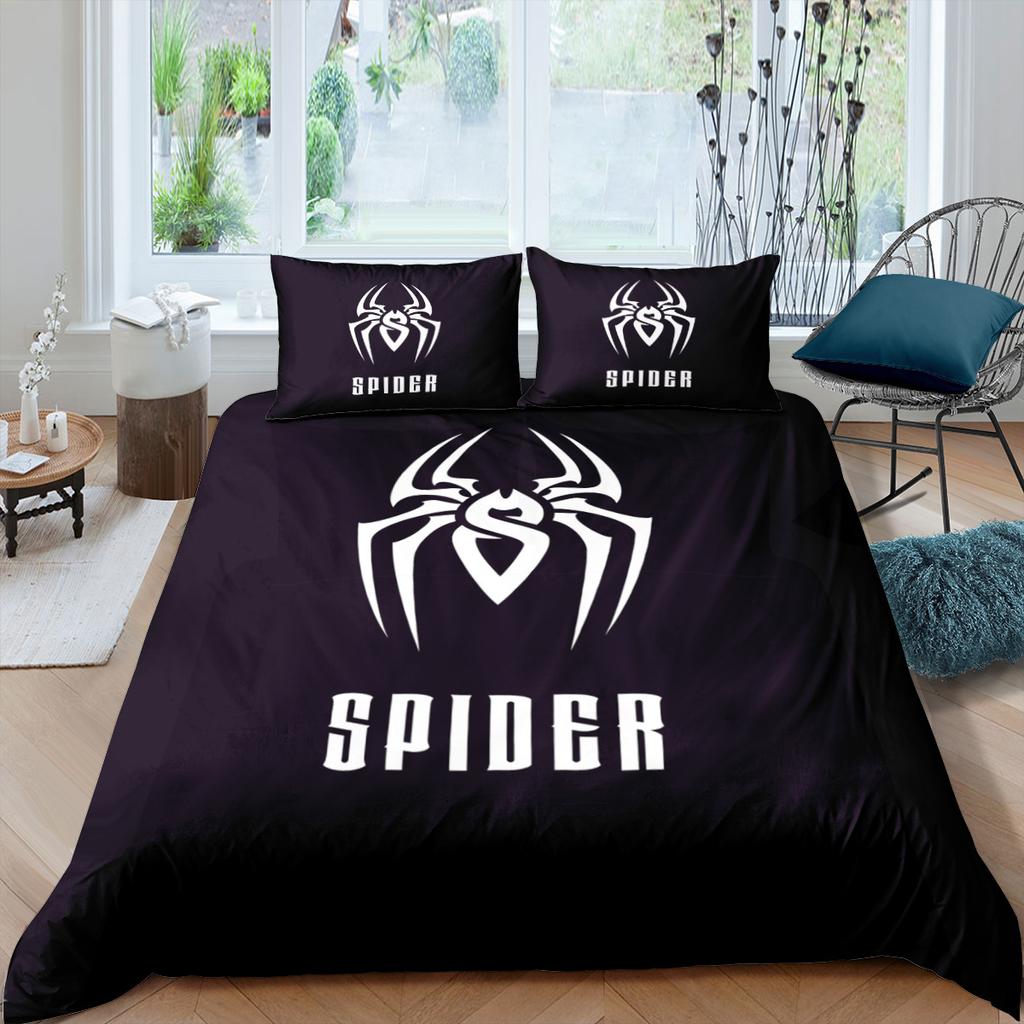Comforter Tarantula Print Beddengoed Set Zwart Bruin Spider Dekbed Insect Thema Zachte Dekbedovertrek Voor Kinderen Tiener Wit