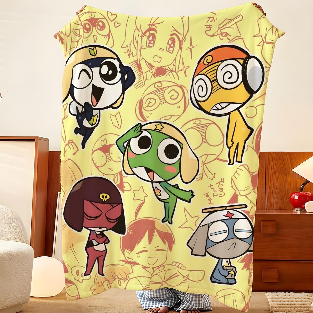 Anime K-Keroro G-Gunso Throw Flannel Throw Blanket, Lightweight Cozy, Durable Washable cute Cool