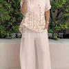 1116 Women's Summer Fashion Loose Printed Pants Casual Suit Two Pieces